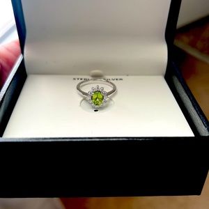 Peridot Stone(1 ct)Cubic Zirconia Ring in Sterling Silver  from Macys, Size 8